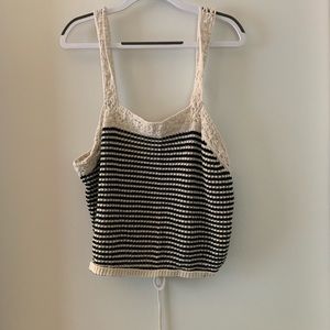 Striped Crop Top Tank with Back Tie